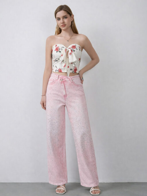 Sparkle Pink Twist Τζιν Με Strass