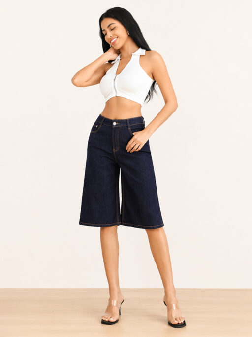 Plus Size Denim Βερμούδα Midnight Blue Stretch