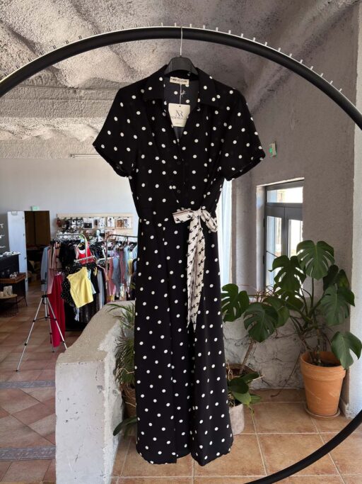 Timeless Shape Πουά Φόρεμα Με Δέσιμο Μέσης