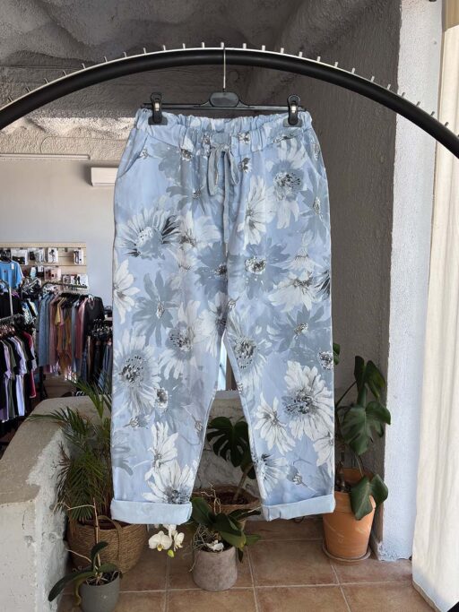 Plus Size Floral Παντελόνι Extra Ελαστικό