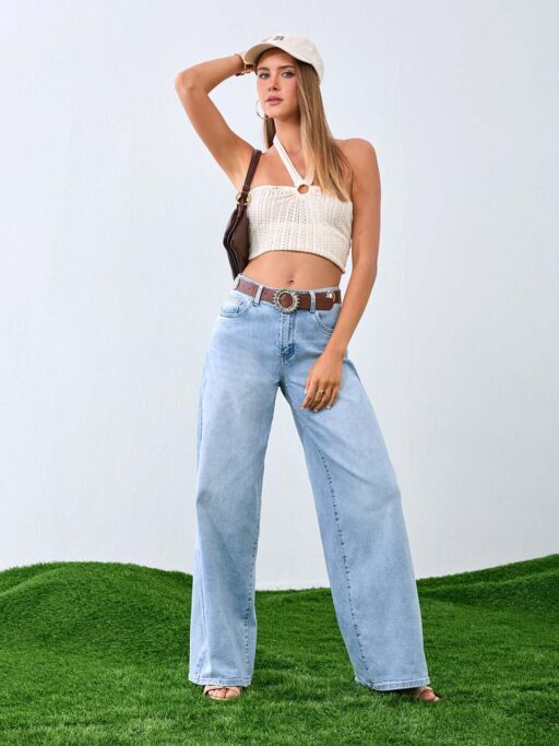 Baggy Jean Παντελόνι Με Ζώνη