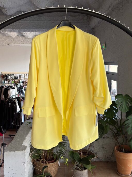 Curve Chic Plus Size Σακάκι Με Σούρα Στα Μανίκια