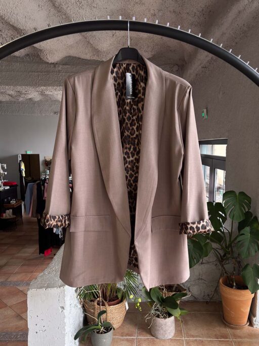 Plus Size Σακάκι Με Animal Print Φόδρα