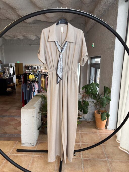 Elegance Ολόσωμη Φόρμα Με Γιακά & Φουλάρι