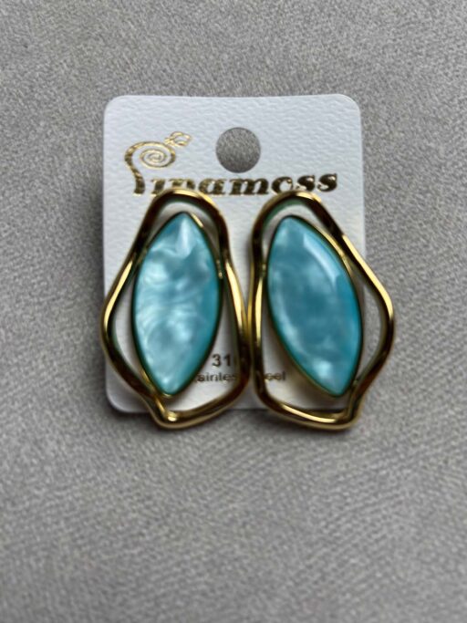 Stainless Steel Abstract Pearl Effect Stud Earrings