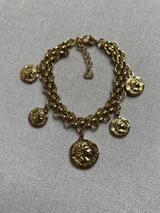 Coin Charm Layered Bracelet