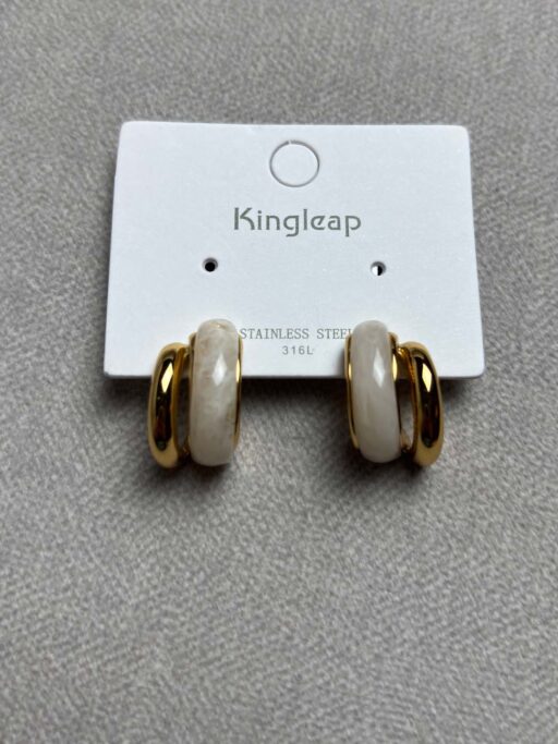 Double Hoop Marble Effect Σκουλαρίκια Stainless Steel