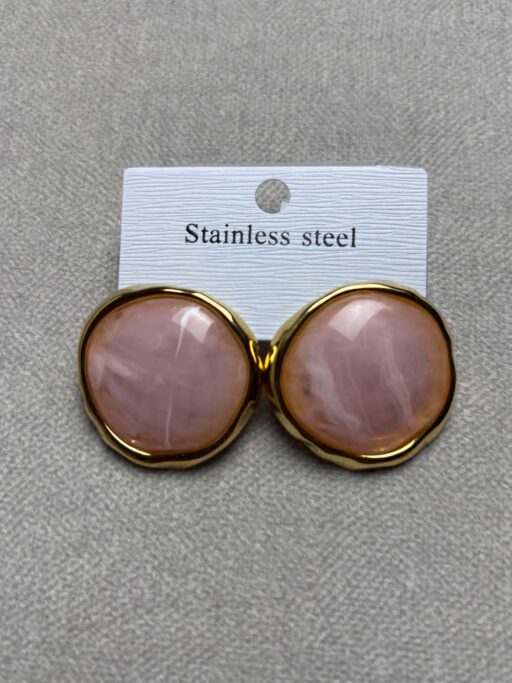 Stainless Steel Marble Effect Stud Earrings