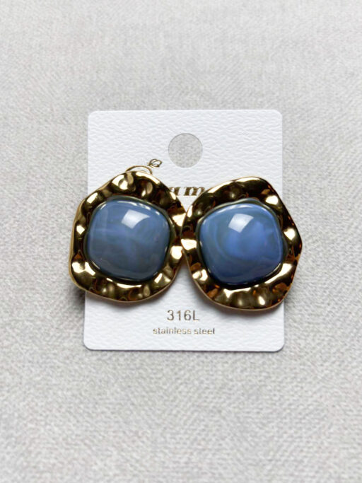 Hammered Resin Stud Σκουλαρίκια Stainless Steel