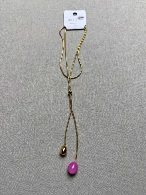 Stainless Steel Snake Chain Necklace with Color Drops