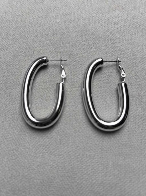 Chunky Oval Hoop Σκουλαρίκια Stainless Steel