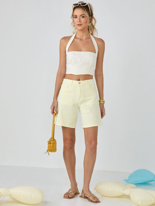 Lemon Cream Jean Shorts
