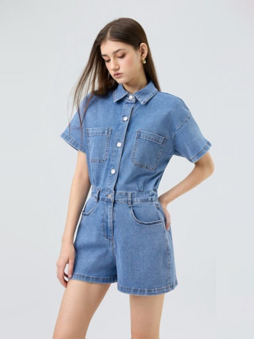 Jean Ολόσωμο Shorts Light Blue