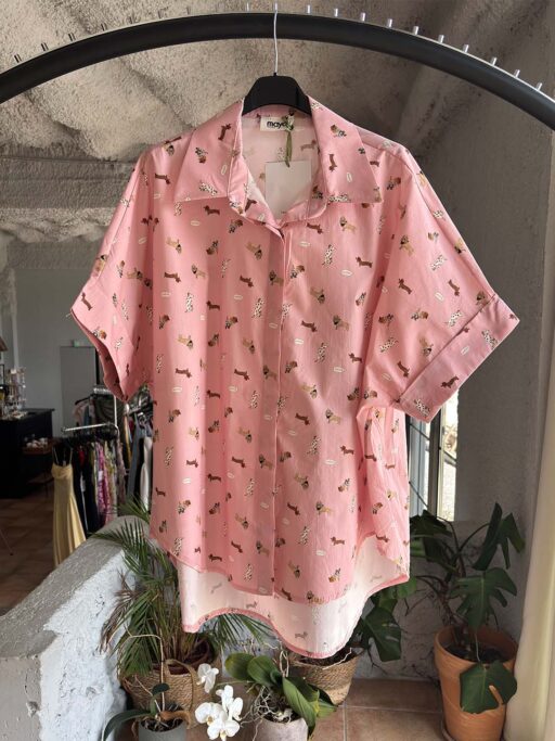 Plus Size Πουκάμισο Dog Print Oversized
