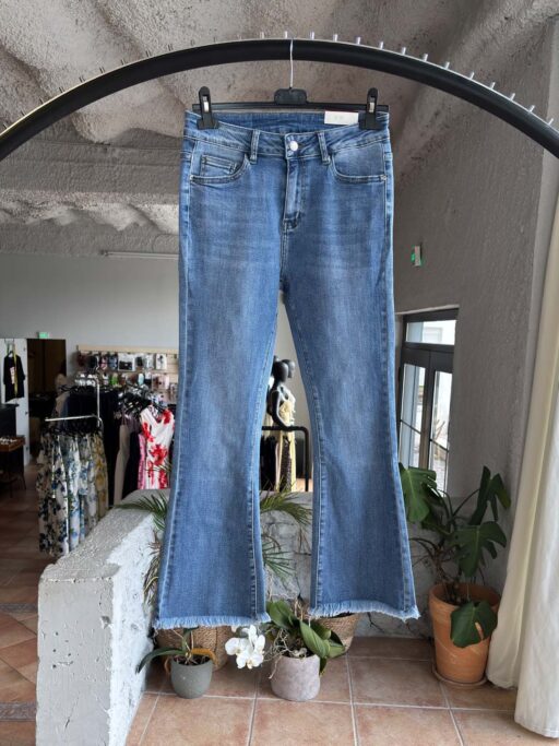 Flare Jean Αστραγάλου Push Up -5KG Με Ξέφτι Τελείωμα