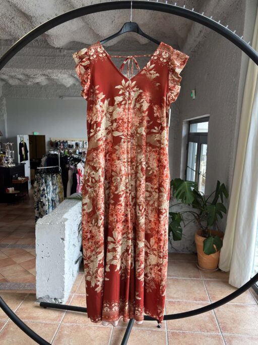 Plus Size Floral Maxi Ολόσωμη Φόρμα Με Βολάν Μανίκι