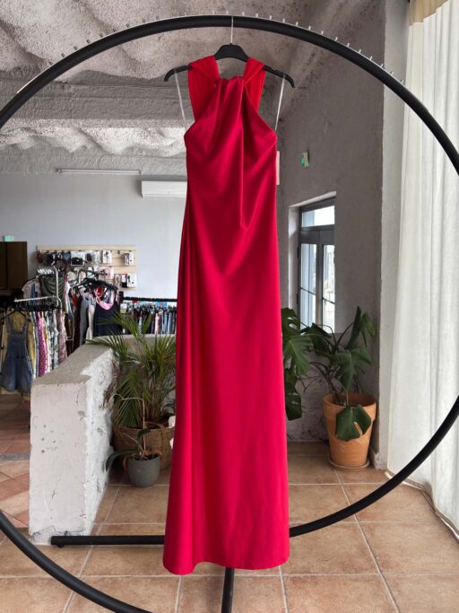 Maxi Φόρεμα Με Draped Λαιμόκοψη & Δέσιμο Πλάτης