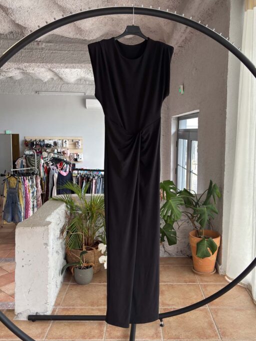 Maxi Φόρεμα Με Βάτες & Draped Σούρα Στη Μέση