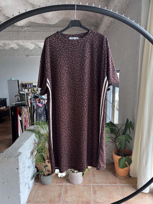 Plus Size Animal Print Midi Φόρεμα Με Ρίγες