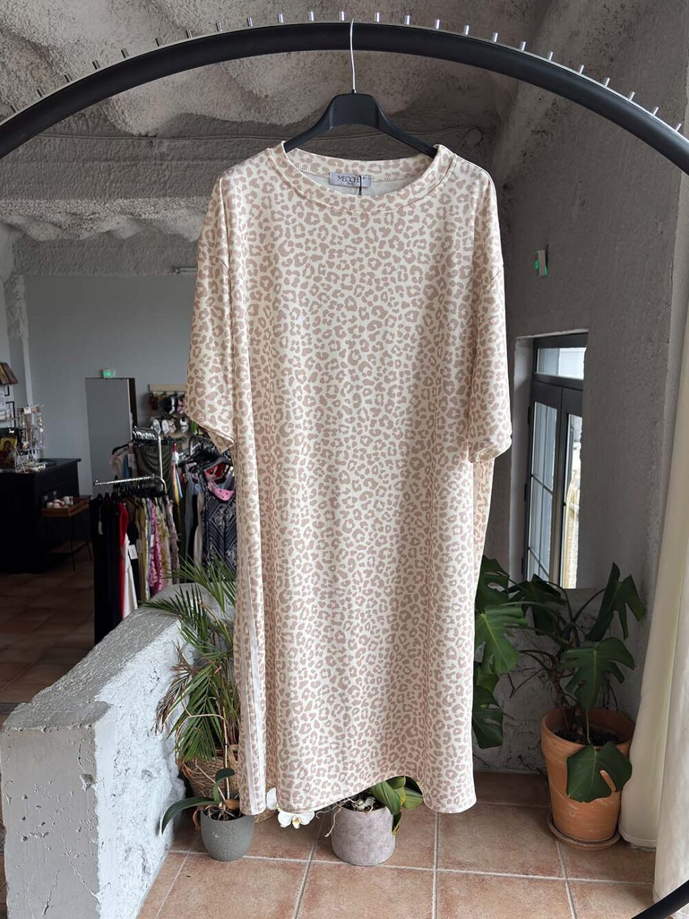 p cream animal print midi forema