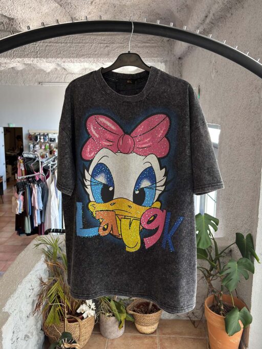 Oversized T-Shirt Daisy Look Με Στάμπα Μπρος & Πίσω