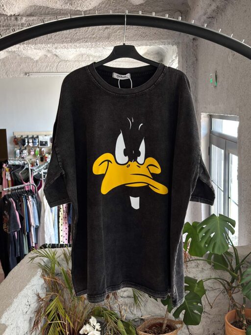 Oversized T-Shirt Mineral Wash Daffy Duck