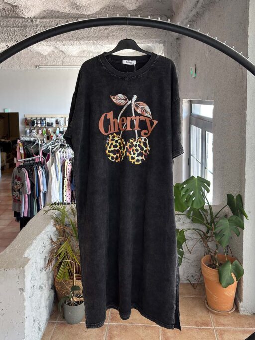 Oversized Φόρεμα Mineral Wash Cherry Animal Print