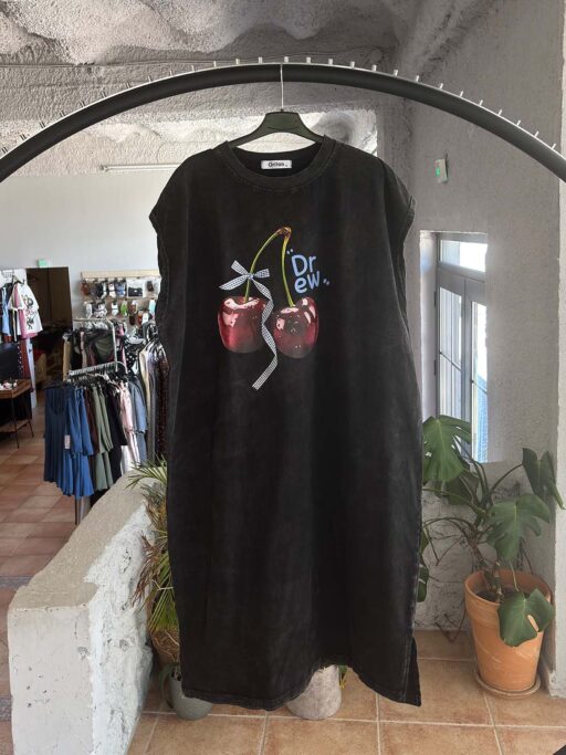 Oversized Φόρεμα Washed Cherry Print Με Strass