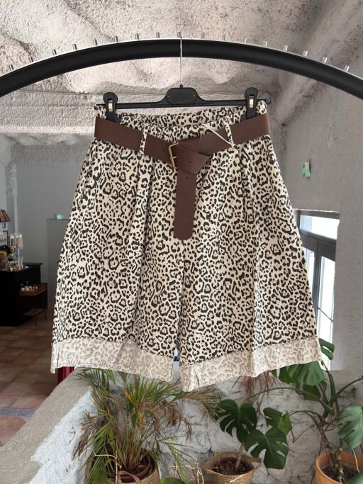 Animal Print Βερμούδα Με Ζώνη