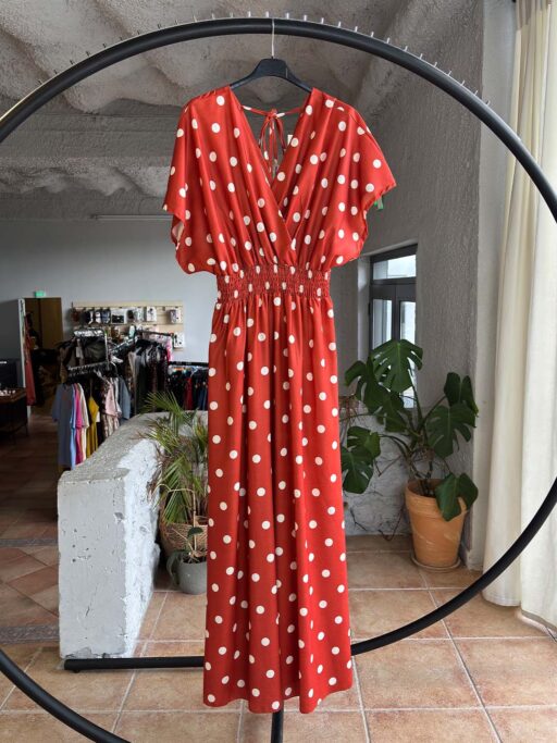 Maxi Πουά Φόρεμα Κρουαζέ Plus Size