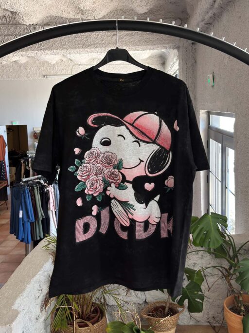 Oversized T-Shirt Snoopy Flowers Double Print