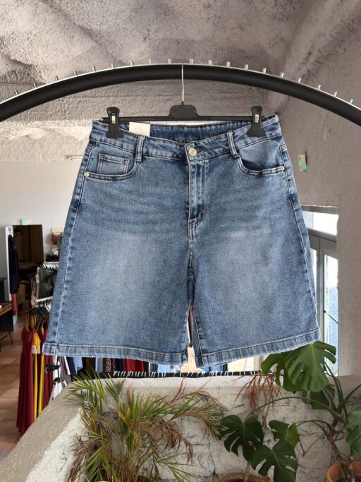Plus Size Τζιν Βερμούδα Wide Leg Denim