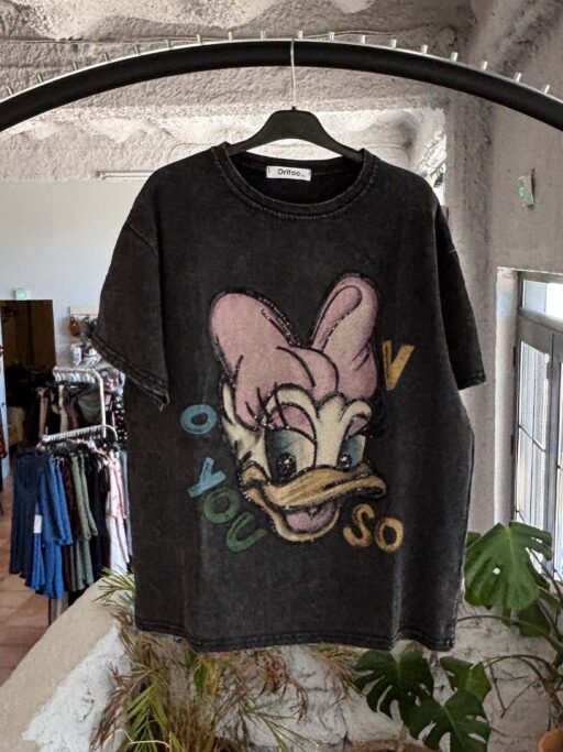 Oversized T-Shirt Daisy Duck Vintage Washed Anthracite