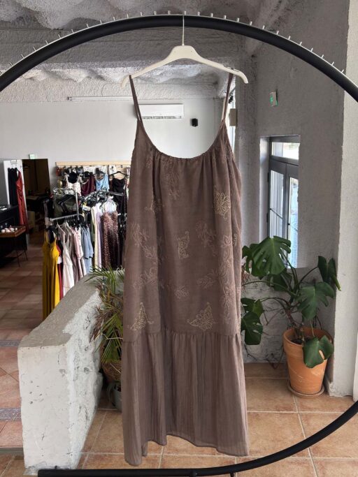 Plus Size Midi Φόρεμα Με Κέντημα & Χρυσοκλωστή