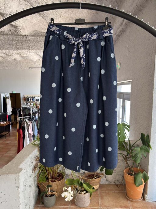 Plus Size Ζιπ Κιλότ Πουά Με Ζώνη