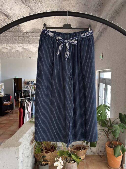 Plus Size Ριγέ Ζιπ Κιλότ Με Ζώνη