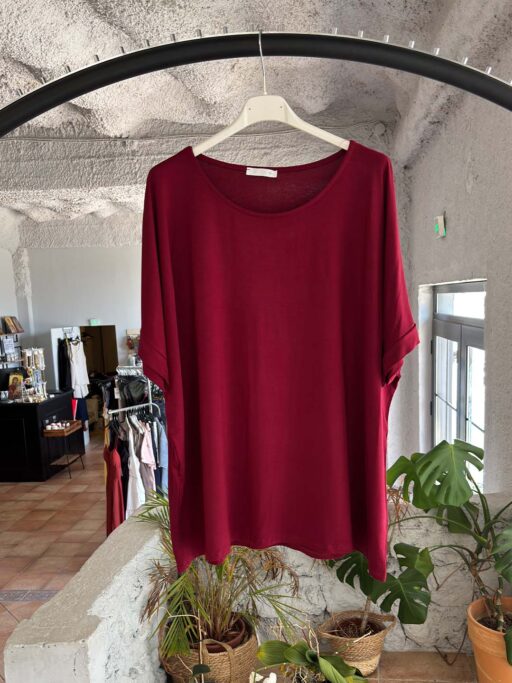 Plus Size Μονόχρωμη Oversized Μπλούζα