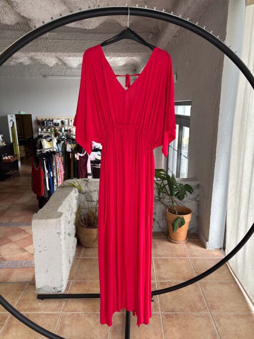 Plus Size Maxi Φόρεμα Viscose με Νυχτερίδα Μανίκια