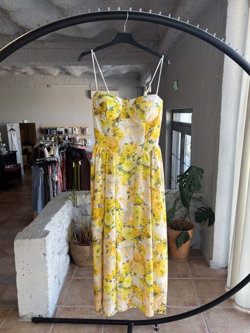 Floral Midi Φόρεμα με Ενισχυμένο Μπούστο