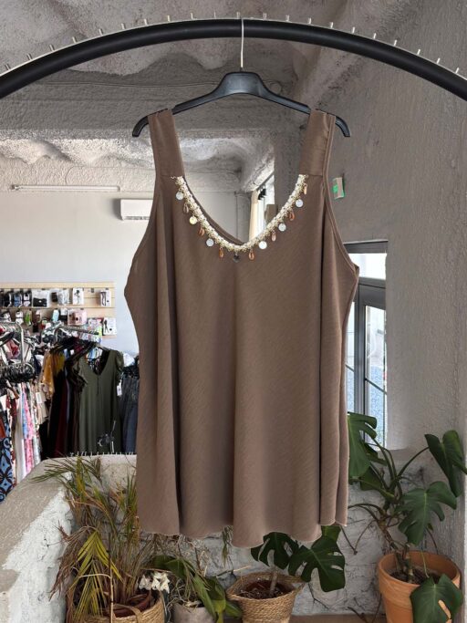 Plus Size Αέρινη Μπλούζα Seashell Charm Με Διακοσμητικό Κέντημα