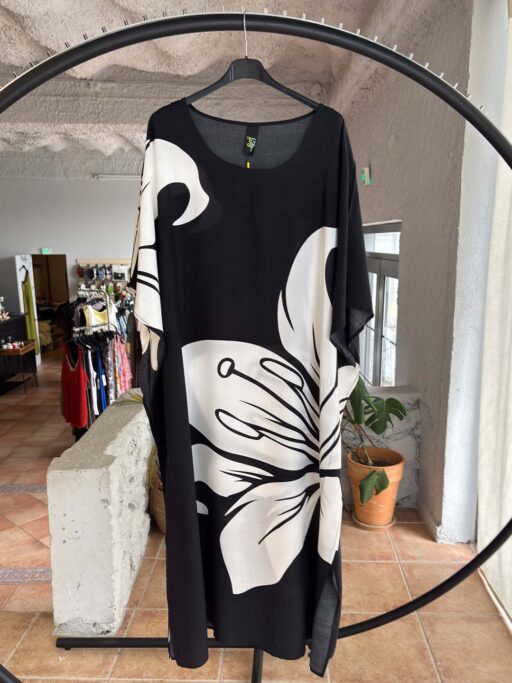 Plus Size Viscose Καφτάνι με Floral Print