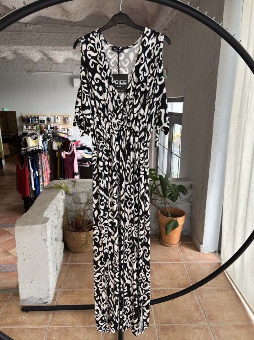 Plus Size Maxi Φόρεμα Ethnic Print με Cut-Out Μανίκια