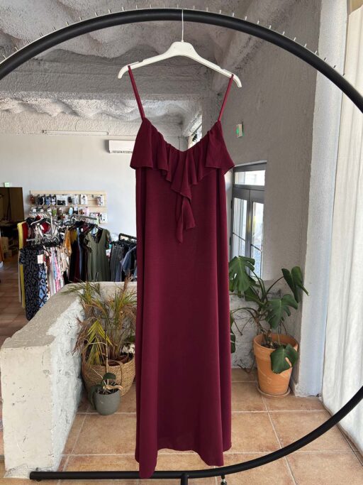 Plus Size Midi Φόρεμα Με Ράντες & Βολάν