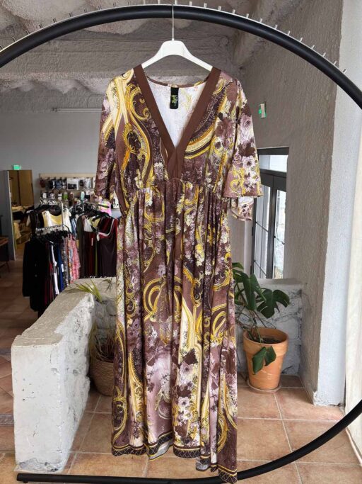 Plus Size Midi Φόρεμα Boho με Baroque Print