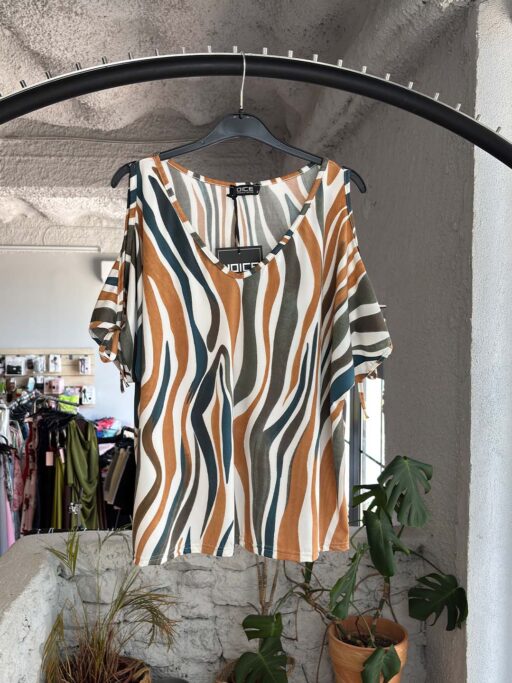 Plus Size Μπλούζα Cold Shoulder Abstract