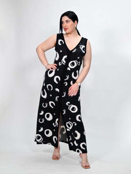 Plus Size Maxi Φόρεμα με Abstract Print