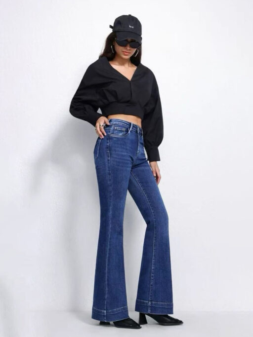 Plus Size Τζιν Παντελόνι Flare Καμπάνα –5Kg Blue