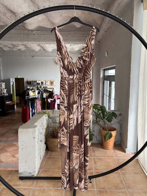 Maxi Φόρεμα Tropical Print με Ζώνη