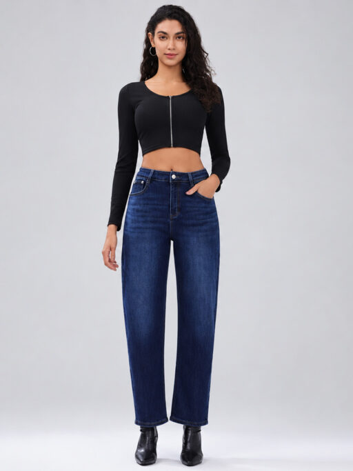 Plus Size Deep Blue Barrel Τζιν