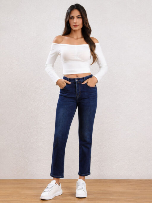 Plus Size Τζιν Παντελόνι Mom Fit Stretch Dark Blue